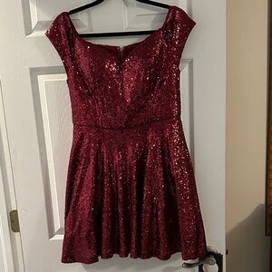 Fashion Nova Burgundy Sequin Mini Dress